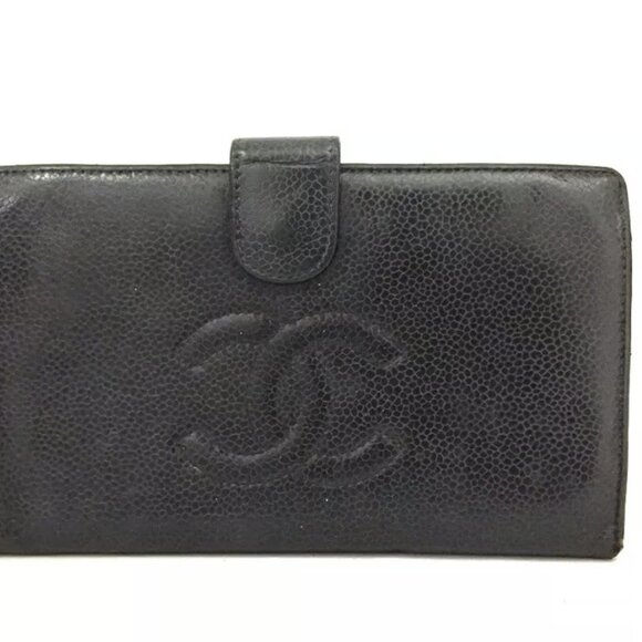 AUTHENTIC CHANEL CC LOGO GRAINED CALF SKIN LONG BIFOLD WALLET WITH COIN PURSE - Picture 10 of 10